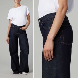 Still Here Walker Jeans Dark Cloud Indigo Cotton Denim High Wide Leg Relaxed 31